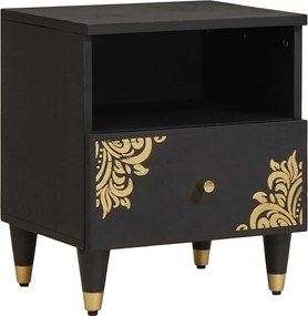 vidaXL Dulap de noapte Negru 40 x 33 x 46 cm Lemn de mango solid