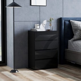 HOMCOM Comodă cu 4 sertare Comodă de stil modern pentru dormitor intrare living 55x34x80 cm Negru | Aosom Romania