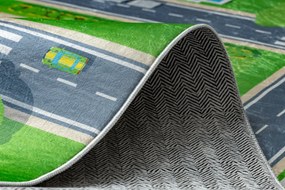 BAMBINO 2624 covor lavabil Oraș, străzi pentru copii anti-alunecare - verde / gri