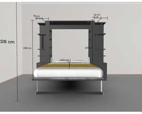 Set pat rabatabil dublu (150X200), 2 biblioteci 50 cm - NOVA SMALL BOOKCASES SET