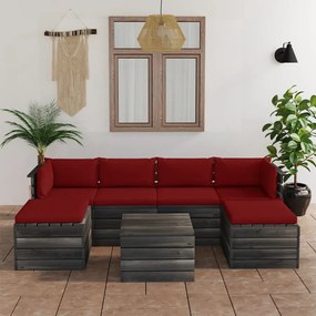 Set mobilier gradina paleti cu perne 7 piese lemn masiv de pin Bordo, 7
