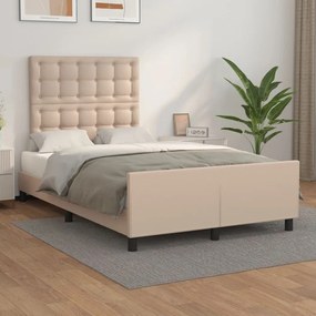 3125566 vidaXL Cadru de pat cu tăblie, cappuccino, 120x200 cm, piele ecologică