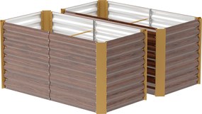 Outsunny Set paturi înălțate 2 buc., jardiniere, extra adânci, metal, 120 x 60 x 60 cm Maro | Aosom Romania