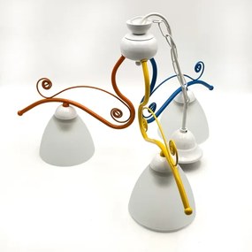 Lustră pe lanț RETRO 3xE27/60W/230V alb/colorat