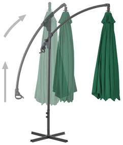 Umbrela suspendata cu stalp din otel, verde, 250 x 250 cm Lysegronn