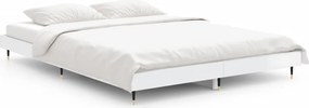 vidaXL Cadru de pat, alb extralucios, 140x190 cm, lemn prelucrat