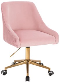 HR920K Scaun Roz Pudra din Catifea cu Bază Aurie