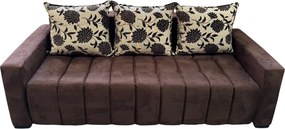 Canapea ZARA extensibila, 3 locuri, cu lada de depozitare, stofa suede maro si bej , 220x95x80 Maro + Bej, Stofa Suede
