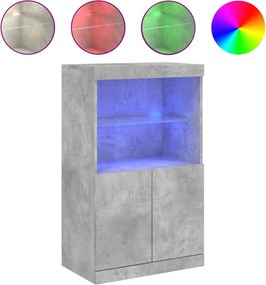 vidaXL Servantă cu lumini LED, gri beton, 60,5x37x100 cm