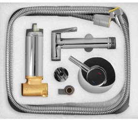 Baterie pentru bideu LUNGO, montaj încastrat, cu duș, crom lucios - REA-B4106