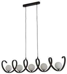 Lustra modern spirala metalica neagra si 5 bile de sticla Twister