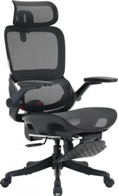 RESIGILAT- Scaun ergonomic SIHOO B100-PRO, cotiere 4D, tetiera 3D, mecanism multifunctional inclinare/blocare, suport picioare, pivotant, Mesh, Negru