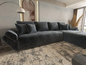 Colțar extensibil dumonde cu ladă de depozitare si sezut confortabil din spuma high-density, Berlin XL Euphoria Graphite 350x185 cm II