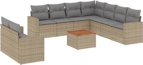 vidaXL Set canapele de grădină cu perne, 10 piese, bej, poliratan