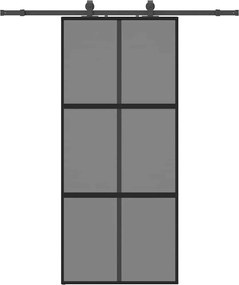vidaXL Ușă glisantă cu set feronerie neagră 90x205cm sticlă securizată