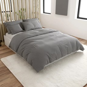 Lenjerie de pat creponata DENYX gri Dimensiune lenjerie de pat: 2 buc 70 x 90 cm | 200 x 220 cm