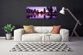 Tablou pe panza canvas Oraș Case Violet Negru