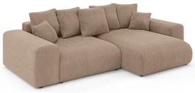 Colțar bej extensibil/cu spațiu de depozitare cu tapițerie din catifea reiată (cu colț variabil) Luma – Ropez