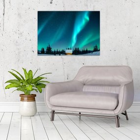 Tablou pe sticlă - Aurora Boreală (70x50 cm)