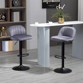 Set de 2 scaune de bar HOMCOM cu efect de catifea, 43x45x81-101cm | Aosom RO