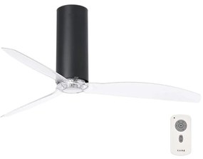 Ventilator de tavan FARO 32036 TUBE FAN negru/transparent d. 128 cm + telecomandă