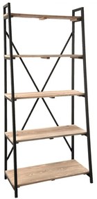 Etajera natur, din lemn si metal, 5 rafturi, Etage