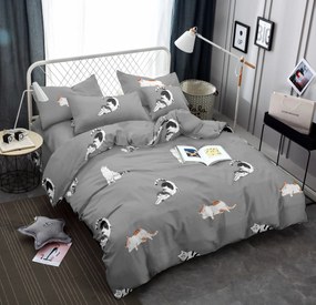 Lenjerie de pat din microfibra Culoare gri, WHITE CATS