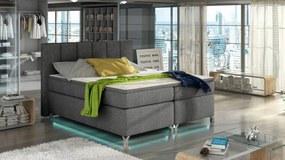 Pat tapitat boxspring, cu spatiu pentru depozitare, echipat cu LED, 180X200 cm, Basilio 1, Eltap (Culoare: Negru)