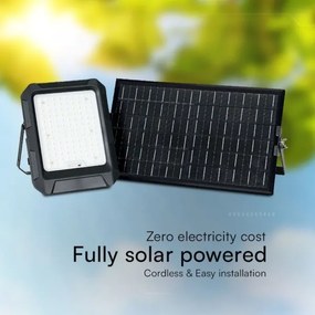 Proiector solar LED 15W 3,7V IP65 4000K negru + telecomandă