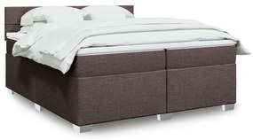 vidaXL Pat box spring cu saltea, maro închis, 200x200 cm, textil