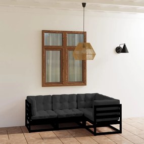 3076598 vidaXL Set mobilier de grădină cu perne, 4 piese, lemn masiv de pin