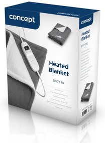 Pătură electrică Concept DV7420, 160 W/230 V, 180 x 130 cm, gri/alb