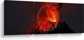 Tablou cu vulcan (cu ceas) (90x30 cm)