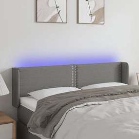 3123095 vidaXL Tăblie de pat cu LED, gri închis, 147x16x78/88 cm, textil