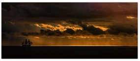 Tablou unei vele în apus de soare (120x50 cm)