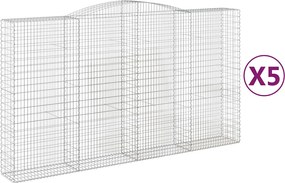 vidaXL Coșuri gabion arcuite, 5 buc, 400x50x220/240cm, fier galvanizat