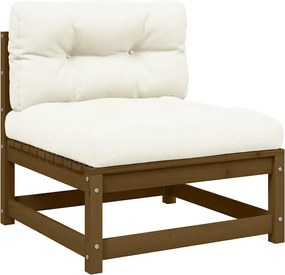 vidaXL Canapea de mijloc de grădină cu perne crem, lemn masiv de pin