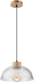 Suspensie pe cablu PIA, 1xE27/60W/230V, Ø 30 cm, finisaj stejar