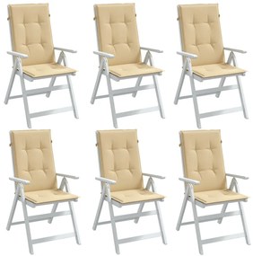 vidaXL Perne scaun cu spătar înalt 6 buc. melanj bej 120x50x4cm textil