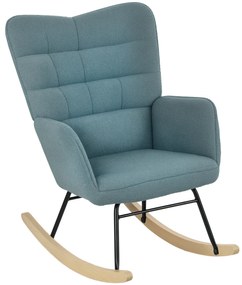 HOMCOM Fotoliu cu leagăn, formă ergonomică, leagăne din lemn solid, până la 120 kg, Albastru deschis | Aosom Romania