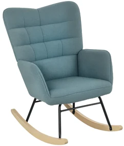 HOMCOM Fotoliu cu leagăn, formă ergonomică, leagăne din lemn solid, până la 120 kg, Albastru deschis | Aosom Romania