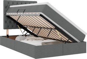 vidaXL Pat cu saltea și LED cu led Gri închis 120 x 200 cm Poliester
