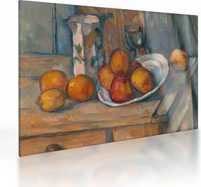Tablou pe sticlă - Paul Cézanne, Still Life with Milk Jug and Fruit, reproducere (70x50 cm)
