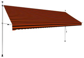 vidaXL Copertină retractabilă manual, portocaliu și maro, 400 cm
