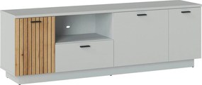 Comoda TV VERO, alb/stejar, PAL laminat, 180x40x59 cm