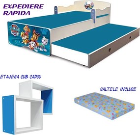 Pat copii dublu Paw Patrol cu saltele incluse