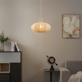 Lampă suspendată Japandi bej cu abajur din material textil - Bida