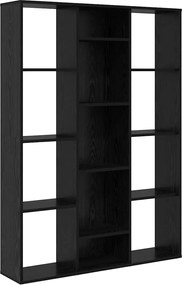 vidaXL Separator de cameră cu raft Stejar Negru 100 x 24 x 140 cm