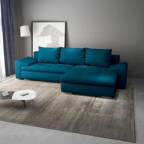 Colțar extensibil dumonde cu ladă de depozitare si sezut confortabil din spuma high-density, Leonardo Enjoy Petrol 260x185 cm II