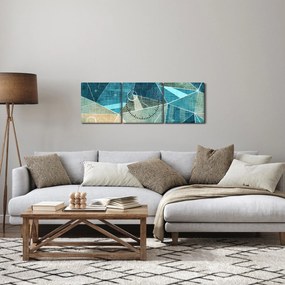 Tablou - Abstract turcoaz (cu ceas) (90x30 cm)